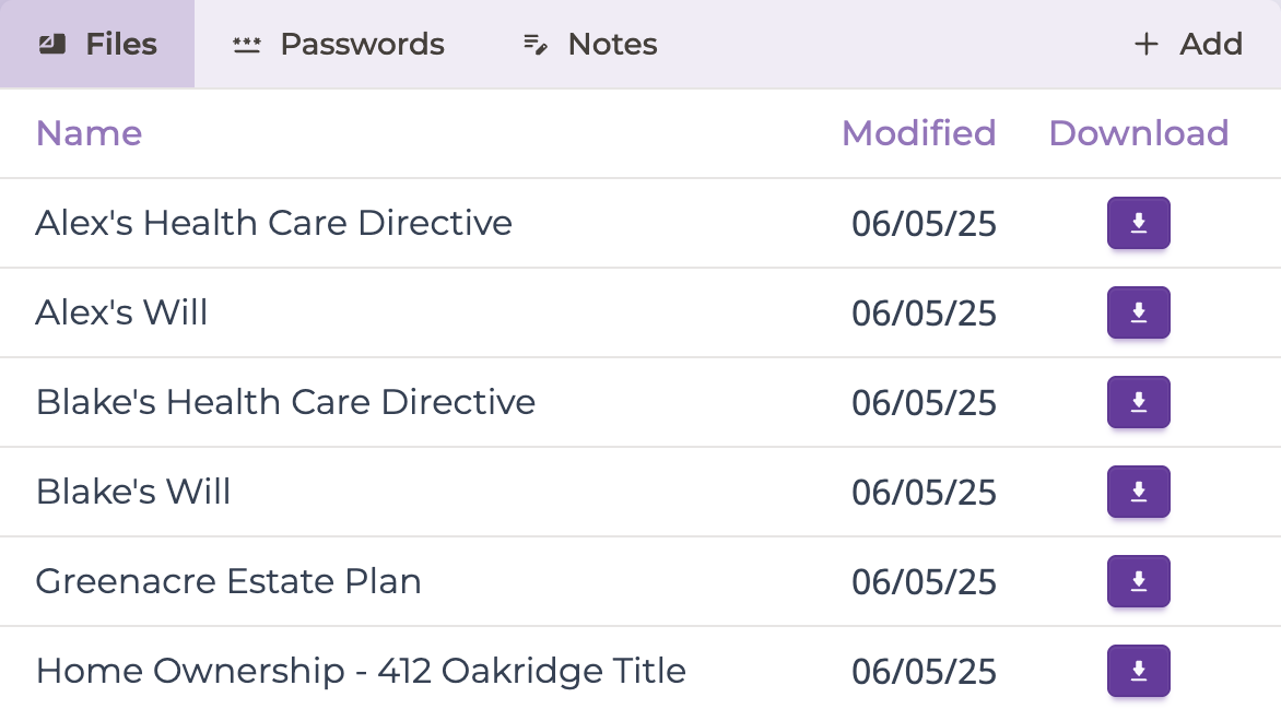A screenshot of the app showing joint ownership of an account and two primary beneficiaries